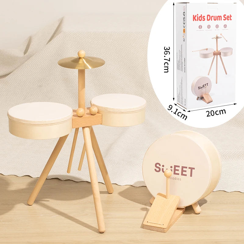 Wooden Foot-Pedal Drum Set, Educational Toy for Early Learning Children Aged 3-6, Suitable for Classroom or Home Use, Cultivates