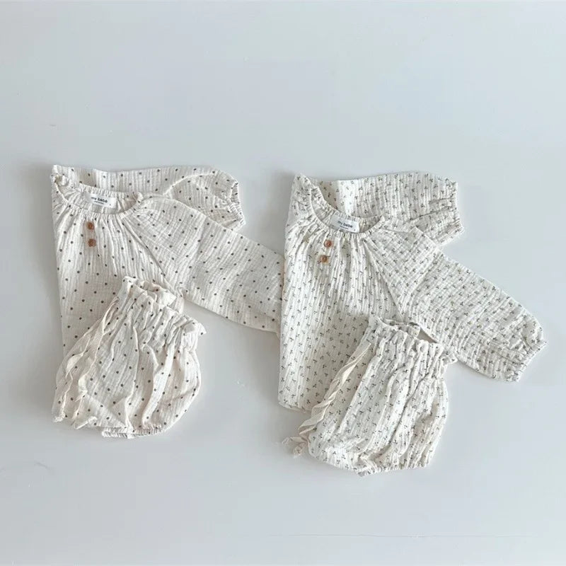 8713 Baby Clothing Set 2024 Spring Hot Sale Baby Girl'S Suit Cotton Loose Top +Bread Pants 0-3Year Toddler Two-Piece Suit
