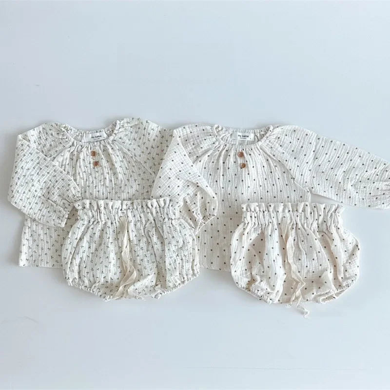 8713 Baby Clothing Set 2024 Spring Hot Sale Baby Girl'S Suit Cotton Loose Top +Bread Pants 0-3Year Toddler Two-Piece Suit