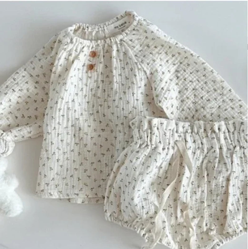 8713 Baby Clothing Set 2024 Spring Hot Sale Baby Girl'S Suit Cotton Loose Top +Bread Pants 0-3Year Toddler Two-Piece Suit
