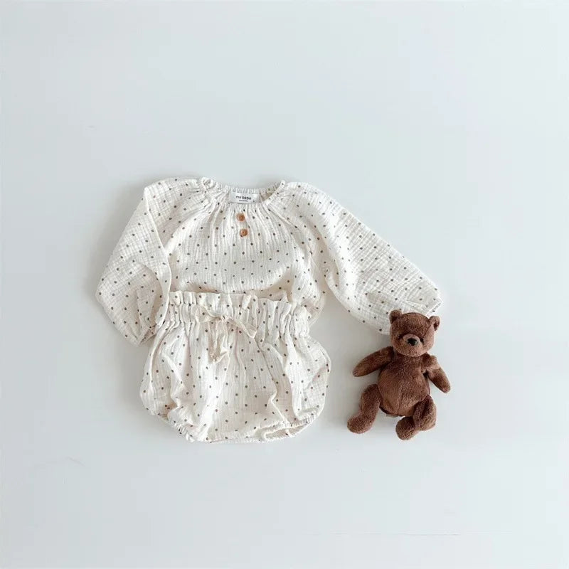 8713 Baby Clothing Set 2024 Spring Hot Sale Baby Girl'S Suit Cotton Loose Top +Bread Pants 0-3Year Toddler Two-Piece Suit