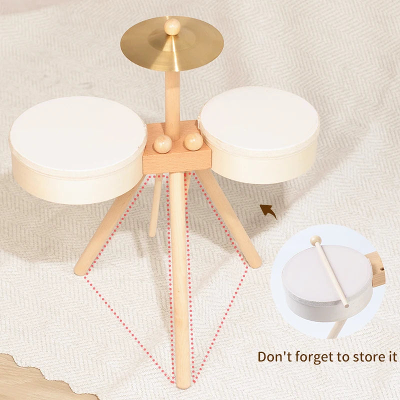 Wooden Foot-Pedal Drum Set, Educational Toy for Early Learning Children Aged 3-6, Suitable for Classroom or Home Use, Cultivates