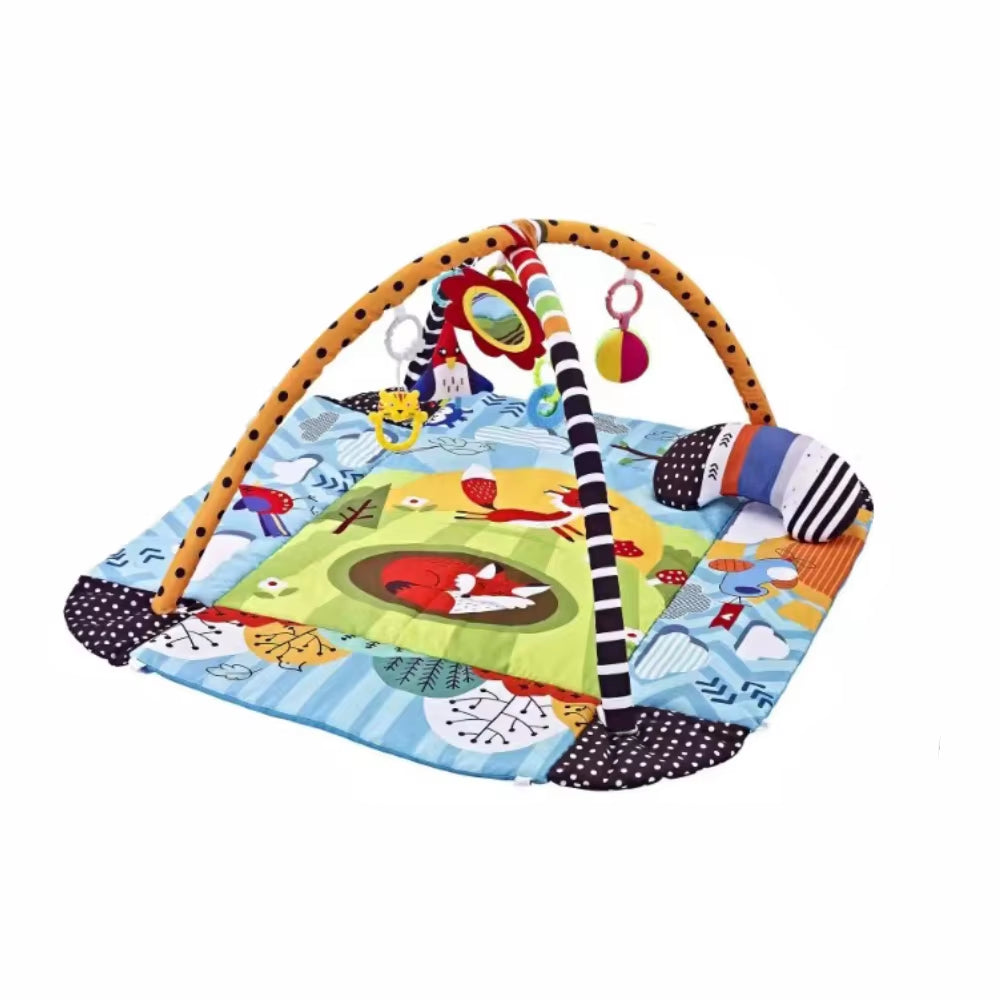 4 in 1 Baby Activity Gym Foldable Baby Playmats and Gyms with Mirror & Pillow Thick Educational Mat Fit Newborn to 36 Months