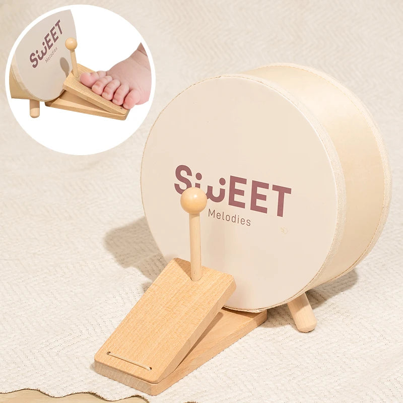 Wooden Foot-Pedal Drum Set, Educational Toy for Early Learning Children Aged 3-6, Suitable for Classroom or Home Use, Cultivates