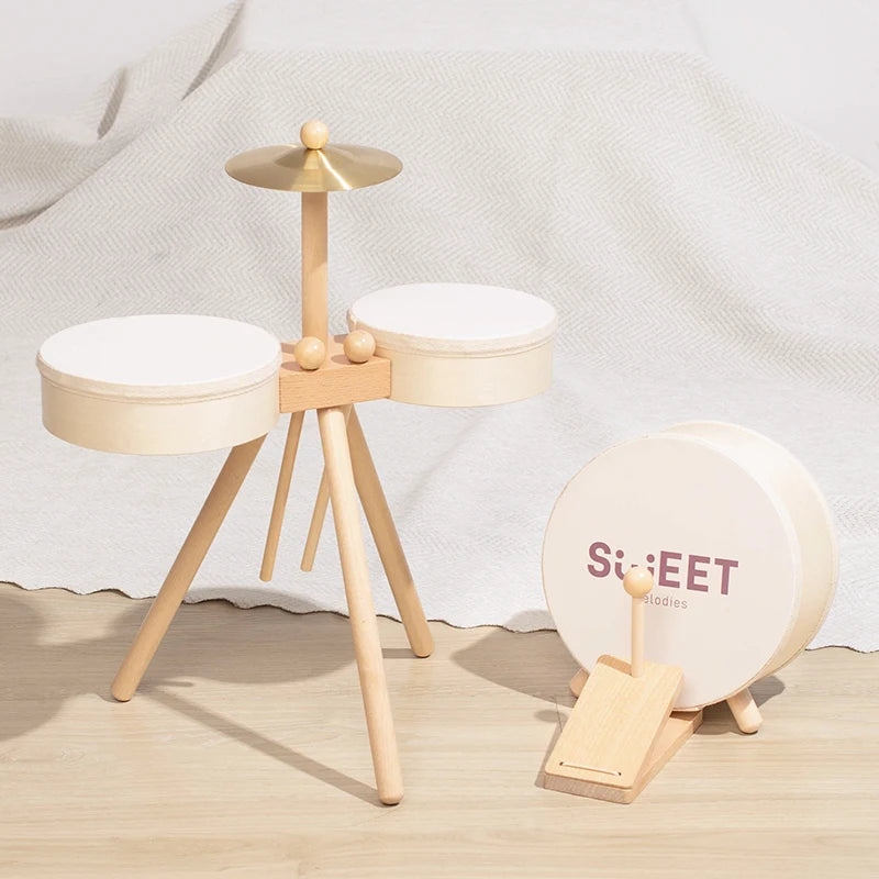 Wooden Foot-Pedal Drum Set, Educational Toy for Early Learning Children Aged 3-6, Suitable for Classroom or Home Use, Cultivates