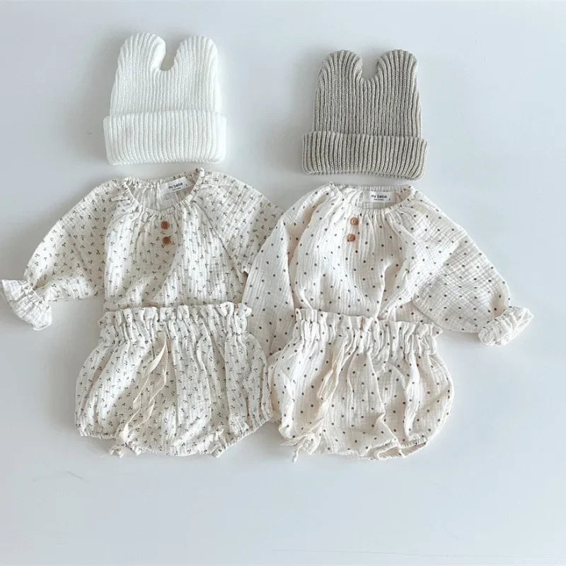 8713 Baby Clothing Set 2024 Spring Hot Sale Baby Girl'S Suit Cotton Loose Top +Bread Pants 0-3Year Toddler Two-Piece Suit
