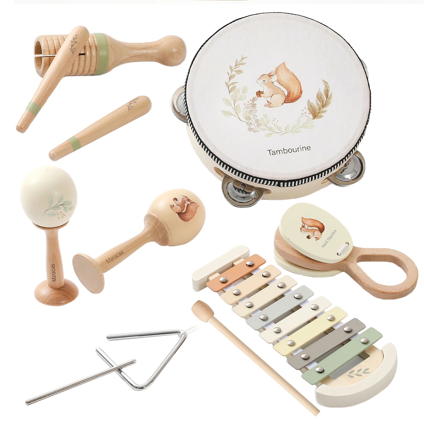 1Set Musical Instruments with Gift Box Baby Music Starter Toy Wooden Montessori Musical Toy Early 0-12 Months Baby Education Toy